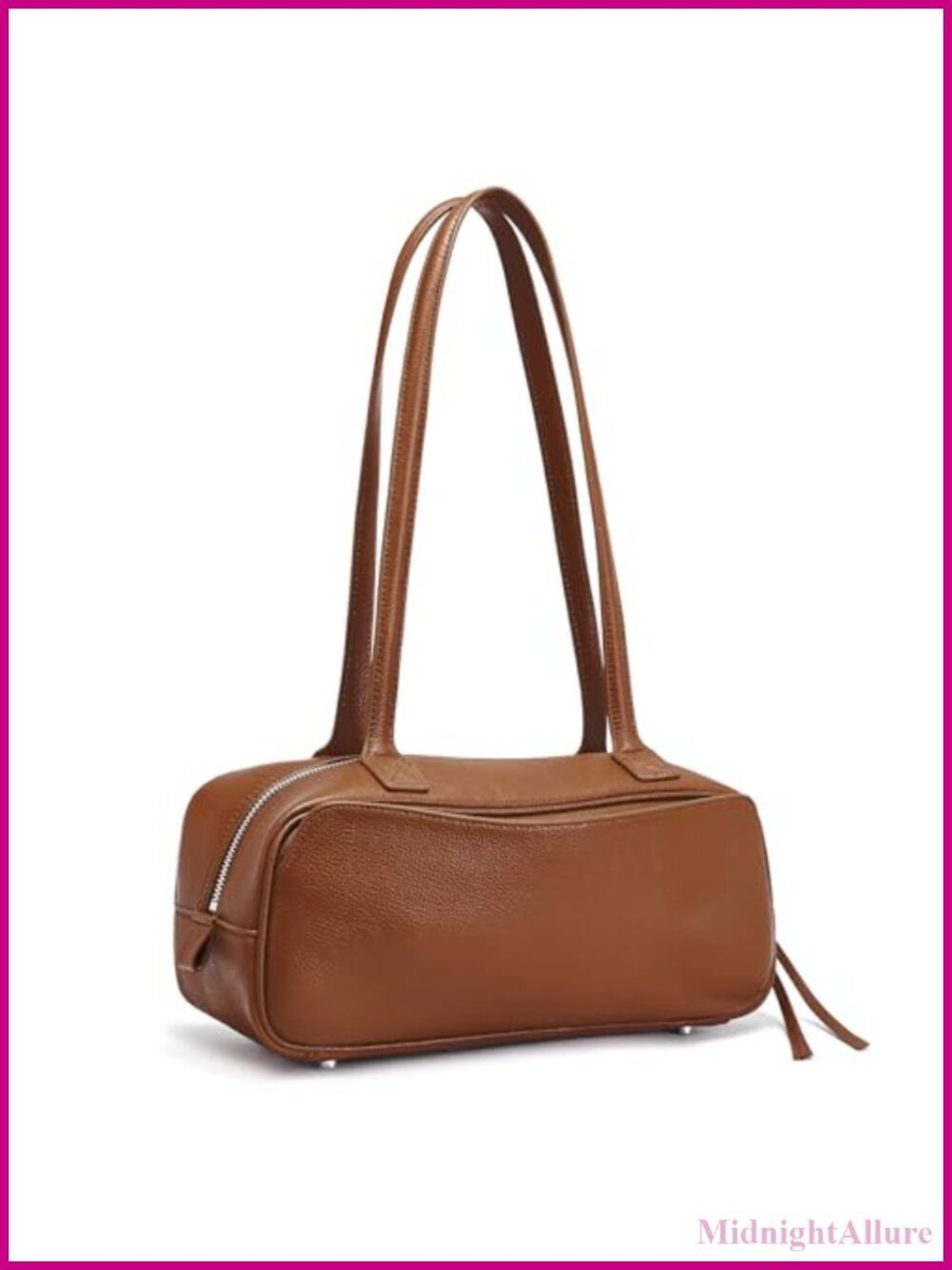 Genuine Leather Bowler Bag Women Minimalist Cowhide Shoulder Purse Work Travel